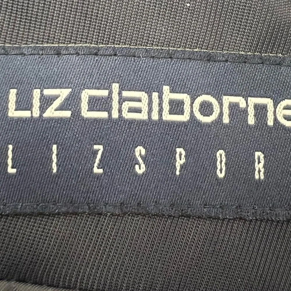 Liz Claiborne LizSport Double Breasted Jacket L Navy Minimalist Trench Preppy 90